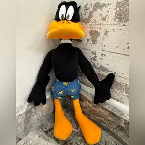 Vintage Daffy Duck Plush Looney Tunes character with Blue Swim Shorts 15”